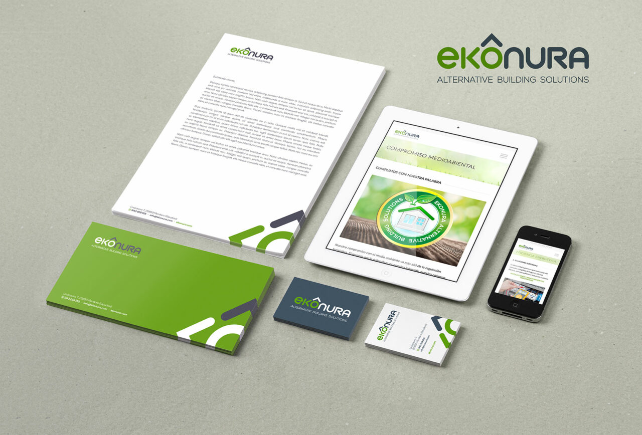 Identidad corporativa papelería, web Ekonura